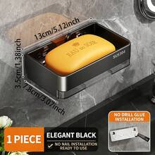 1pc Wall-Mounted Soap Dish, Detachable Drainage, High-End Bathroom Soap Holder, No Drilling Required - Soap Rack - View 14