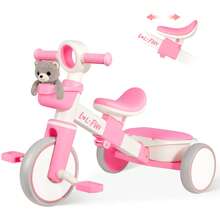 Tricycle For Toddlers 1-3 Years Old Toy, Adjustable Kids Bike For Boys Girls Birthday Gift Age 2-4, Baby Trike With Storage Baskets & Removable Pedals - Pink - View 1
