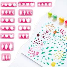 Kawaii Mini Petals Cutter, Heart & Teardrop Clay Cutter Set, 1/13Pcs Tiny Polymer Clay Cutters, DIY Craft Tools For Clay Jewelry Making - Pink - View 1
