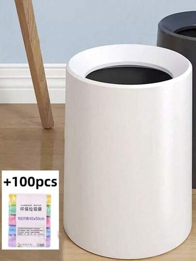 1 Set Mini Desktop Trash Can, 30*30cm Random Color Trash Bags, Nordic Style Minimalist Trash Bin For Living Room, Bedroom, Kitchen, Bathroom, Office, Creative Round Waste Paper Basket, High Capacity, High-End, High-Quality, Suitable For Makeup Desk, Office Desk, Dining Table, Coffee Table, Etc.
