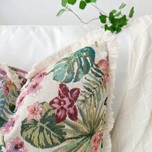 1 pieza Funda de cojín estilo granja vintage, Funda de almohada suave con bordado floral, Cojín decorativo de sofá con borlas y flores tropicales, Decoración de dormitorio, Funda de almohada rústica con borlas, Funda de cojín suave con mariposa bohemia, Artículo de decoración del hogar, Verde, Rosa, Azul - Mariposa azul - Ver 8