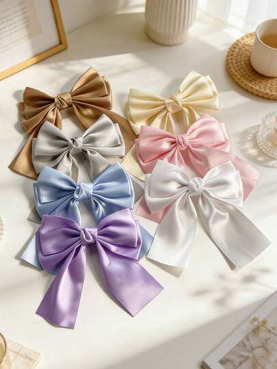 7件套女士蝴蝶结丝带发饰，可爱多色蝴蝶发夹，涤纶蝴蝶发夹，适合所有季节，色彩缤纷，趣味十足，适合日常休闲佩戴、节日派对、情人节礼物