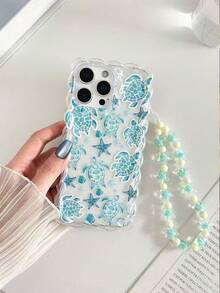 海龟彩绘编织波浪边简约优雅TPU彩绘防震手机壳，配串珠手链配件，兼容 17 Pro/17 Air/17/17 Pro Max、16/11/16 Pro/16 Plus/16 Pro Max/16 e/15 Pro Max/13/14/12/XS/XR/7G/8 Plus/XR/7/8、15 Pro Max、13、14、P12、X、12/14彩绘TPU防震软壳 - 彩色 - 查看 6
