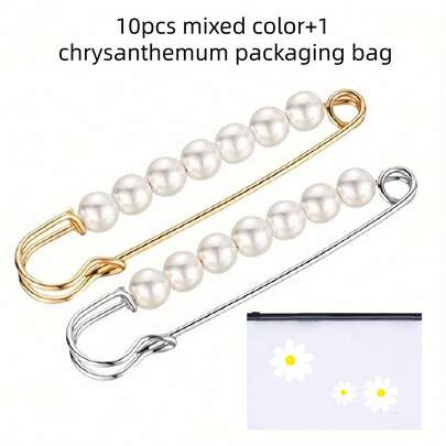 10 chiếc ghim cài áo giả ngọc trai + 1 chiếc ghim cài khăn/khăn choàng, ghim cài áo len nữ, quà tặng cho mẹ, cha, lễ tốt nghiệp và giáo viên.