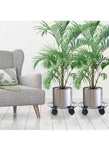 2 Soportes De Base De Maceta De Metal Con Ruedas De Rotación - 2 piezas - Ver 3
