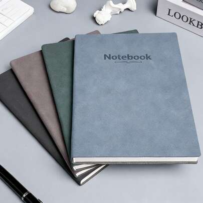 A5真皮笔记本，厚纸，羊皮封面，纯色，简约优雅的皮革材质，书写流畅，触感顺滑，纸张温暖湿润，柔软不洇墨，配有丝带书签，适合商务礼品、节日礼品、生日礼品、开学礼品、毕业礼品等。纸张超厚耐用，适用于办公及大学文具、阅读写作、日记等。