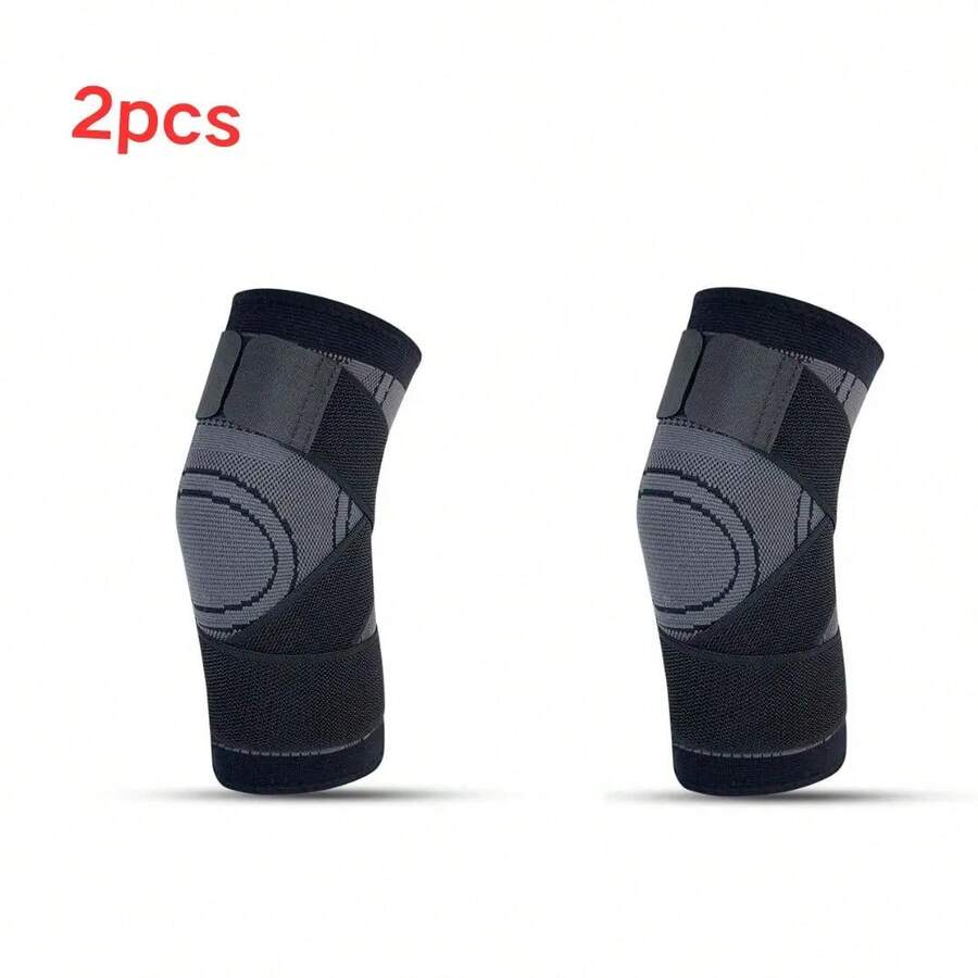 Knee Compression Sleeve With Adjustable Straps For Running, Exercise, And All-Day Sports KD5Y - Black S - View 1