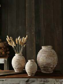 Hand-Painted Rough Pottery With A Circle Pattern And Gravel-Like Antique Effect - 1PC - View 4