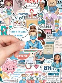 50pcs Nurse Sticker For Laptop LuggagePhone Notebook Fridge Waterproof Diy Decoration Sticker - 查看 4