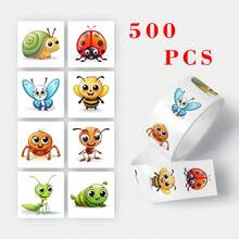 500pcs/Roll Insect Stickers, Creative Cartoon Insect Stickers, Waterproof Stickers For Water Bottle, Fridge, 500pcs/Roll Cute Little Duck Stickers, Children Reward Stickers, Kindergarten Stickers, Toy Stickers, Scrapbooking - Multicolor - View 7