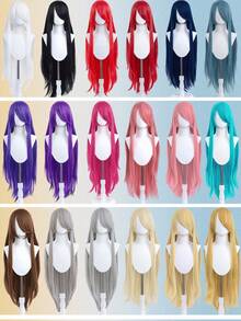 Tóc giả dài thẳng 100cm, chịu nhiệt, kiểu dáng anime cosplay, có các màu hồng, vàng, đỏ, tím dành cho nữ. - Nhiều màu - Xem 2
