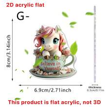 1pc Cartoon Animal Acrylic Pendant, Suitable For Car Rearview Mirror Decoration, Keychain, Backpack Accessory, Gift, 2D - Multicolor-gold Thread - View 11