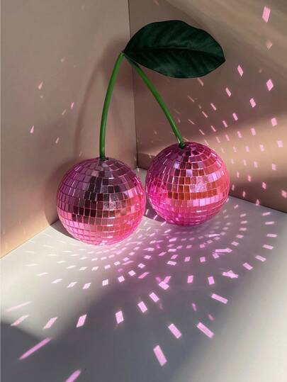 Cherry Disco Ball Decor, Shiny Cherry Light-Reflecting Ball | Hanging Mirror Ball Reflects Light, Double Mirror Ball Cherry Decor For DJ Club Stage Bar Party Wedding Holiday Decoration, Tabletop/Looking Style Best Gifts Birthday Graduation