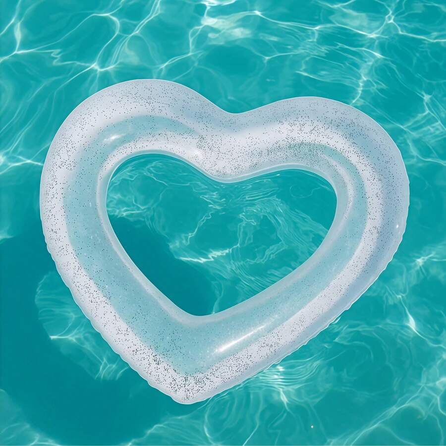 1pc Glitter Transparent Swim Ring, Adult Swimming Ring, Large Summer Beach Float, Suitable For Beach, Swimming Pool And Party - Multicolor - View 1
