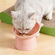 卡通猫造型多色塑料猫碗，猫咪和小型犬宠物碗 - 适用于干/湿粮和水 - 易于清洁，可盛放干粮、零食和罐装湿粮，也可作为骨头残渣和坚果壳的收纳碗，宠物餐盘，情人节礼物，高脚宠物碗，宠物用品（蓝色、绿色、粉色） - 多色 - 查看 7