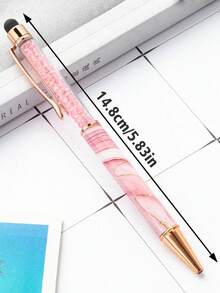 Stilou tactil rotativ cu cristal cu logo personalizat, stil metalic cu model de marmură multicolor, stil cu membrană imprimată prin transfer termic pentru birou și studenți, stil tactil cu cristal cu dublă utilizare, cadou promoțional corporativ pentru afaceri, cadou pentru întoarcerea la școală, cadou pentru profesori - Multicolor - Vizualizare 8