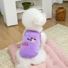 Cute Embroidered Dog Vests For Small Dogs, Red Ribbon Puppies Sleeveless Pet Camisole, Lightweight Summer Pet Dog Clothes, Breathable Pet Clothing - Beige - View 8