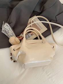 2026 New Korean Niche Design Bucket Bag, Fashionable Retro High-Quality Shoulder Bag - White - View 6
