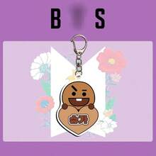 1件套BT21可爱心形亚克力钥匙扣，Koya RJ Shooky Cooky Tata Chimmy Mang包包挂饰，适合ARMY粉丝，耐用动漫周边，完美礼物 - 彩色 - 查看 4