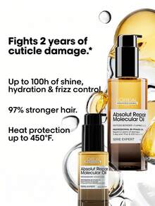 L'Oreal 巴黎欧莱雅专业美发极致修护脂质双相护发油，30毫升 - 赋予秀发光泽、强韧，并提供高达450°F的热保护。这款双相护发油能有效对抗长达两年的毛鳞片损伤，即刻赋予秀发长达100小时的亮泽和滋养。 - New - 30ml - 查看 2