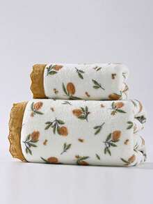 1条/2条装现代简约花卉珊瑚绒浴巾，超柔软吸水，大号浴巾，速干，不掉毛，桑拿浴巾，高品质，轻便，客用毛巾，送给伴侣的最佳礼物，毛巾尺寸：34*75厘米，浴巾尺寸：70*140厘米 - 彩色 - 查看 11