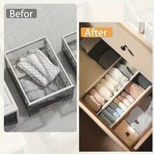 8个装可调节塑料抽屉分隔板 – 可扩展收纳盒,适用于化妆品、衣物、卧室、浴室、冰箱和办公室收纳 | 高3.35英寸,带可重复使用的粘性条 - 彩色 - 查看 5