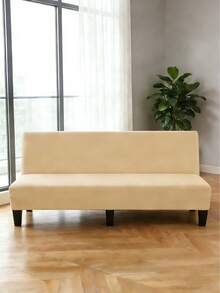 Armless Printed Sofa Bed Cover, Elastic All Inclusive Polyester Sofa Cover, Knitted Milk Silk, Suitable For All Seasons - Beige - View 10