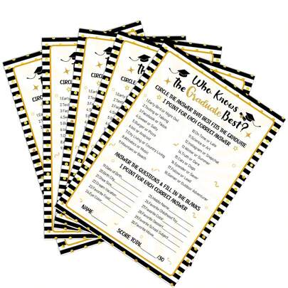 2026 Graduation Party Game Cards Wholesale, Who Knows The Graduate Best Game Cards, High School & College Graduation Celebration Party Game Activity Gifts