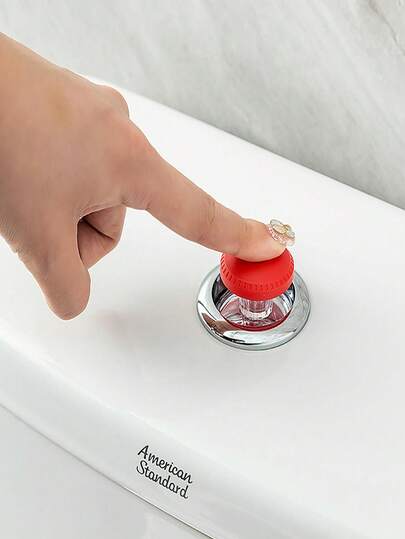 Red Silicone Toilet Flush Button Aid For American Standard, Easy Press Water Tank Switch Cover Protector, Bathroom Sanitary Ware Accessory