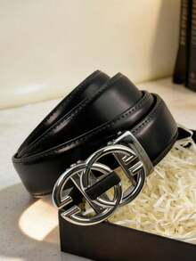 1pc Men's Business Classic Automatic Buckle Belt, Letter Buckle Trouser Belt, Versatile Fashionable Casual Belt, Daily Matching Stylish Belt, Great Gift For Boyfriend - Multicolor - View 4