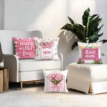 4 Stück Dekorative beidseitig bedruckte Kissenbezüge zum Muttertag, geeignet für Wohnzimmer Sofa Schlafzimmer, Kissenfüllungen nicht enthalten - Verschiedenfarbig - Übersicht 11