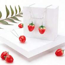 10/20个树脂仿真红色草莓造型吊坠，适用于DIY项链、耳环、钥匙扣、饰品吊坠装饰、珠宝制作配件 - 紅色 - 查看 5