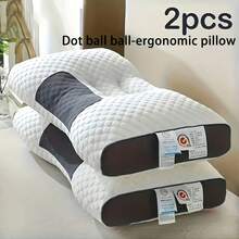 Two Knitted Cervical Pillows, Massage Pillow Core, Durable Fabric, Home-Absorbing Breathable Decorative Cushions, Universal White Neck Pillows All Seasons, Great Option - 2 chiếc - Gối cao - Gối massage thoáng khí và thấm hút mồ hôi - Xem 5