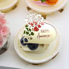 6/12 Pieces Happy Anniversary Wedding Dad Mum Acrylic Butterfly Heart And Rose Design Sweet Dessert Decoration Cupcake Topper For Party Supplier - View 10