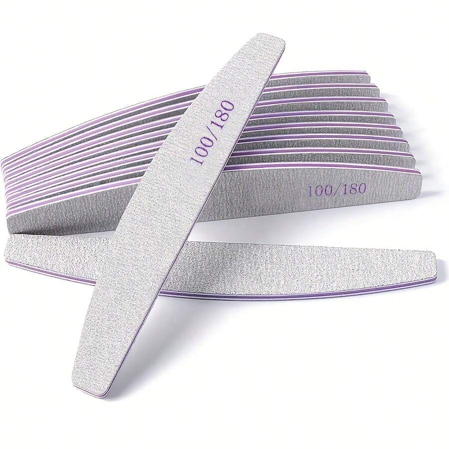 5pcs Professional Reusable Double-Sided Nail File (100/180 Grit), Nail Care Tool For Home And Salon, Women Gift, Manicure Tool, Nail Care Supplies - Light Grey - View 1