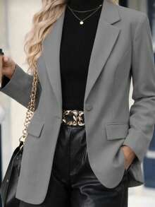 MICHELEE Elegant Women's Tailored Blazer With Structured Cut – Casual Chic For Work And Everyday Wear - 灰色 - 查看 4