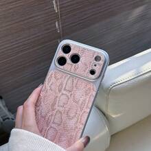 1个粉色豹纹金色元素PU皮革保护壳，适用于苹果17Pro/17/Air/17Promax/11/12/13/14/12 Pro Max/16 Pro/15系列，带镜头保护，节日礼物 - 彩色 - 查看 5