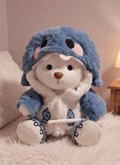 POKOJA LAND Gấu bông Teddy Bear dễ thương cao 11,02 inch, mềm mại và bông xốp, mặc bộ đồ cá mập màu xanh dương, có quần áo có thể tháo rời. Đây là món quà sinh nhật dễ thương và đồ trang trí phòng, cũng có thể dùng làm gối. Đây là món quà sinh nhật rất phù hợp cho thanh thiếu niên, phụ nữ và những người yêu thích búp bê.