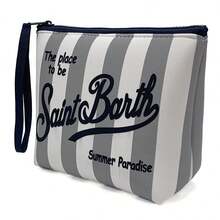 All-In-One Travel Toiletry Bag, S-Saint B-Barth Material, Portable Striped Toiletry Bag, Cosmetic Bag, Handbag, Cosmetic Bag, Waterproof Travel Bag, Travel Organizer With Zipper, Lightweight Makeup Case, Unisex Travel Gift. - xám - Xem 4