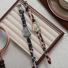 1 chiếc/bộ Đồng hồ đeo tay cao cấp Niche Luxury Retro họa tiết da báo, mặt số hình giọt nước bất đối xứng, máy quartz, phụ kiện thời trang thanh lịch, đa năng dành cho nữ giới khi đi làm và hẹn hò. - Một cỡ - Xem 1