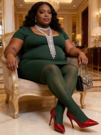 1pc Maternity Plus Size Semi-Sheer Tights, Velvet Material Moss Green Leggings, Comfortable & Durable For Pregnancy, Suitable For All Trimesters, Fits Up To 440lbs