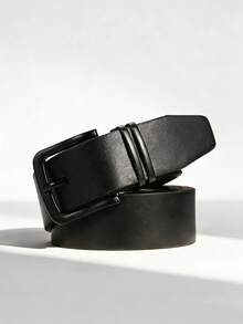 1条男士鳄鱼纹压花真皮腰带，哑光黑色合金扣，商务休闲及牛仔裤皆宜 - 彩色 - 查看 4