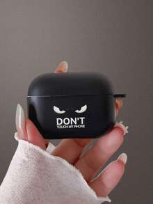 一款带有愤怒卡通眼睛和“别碰我的手机”字样图案的耳机保护套，适用于第四代/第三代/第二代 - 耳机套 - 黑色 - 查看 4