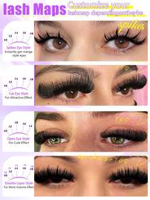 Eimny 800 piezas Kit de libro de pestañas individuales D Curl con 8 estilos de longitud mixta Inferior/Picos/40D/60D/80D/100D/110/120 Pestañas postizas suaves y cómodas de larga duración Kit con aplicador de pegamento y sellador, perfecto para principiantes y expertos, fácil de hacer en casa, para grupos de pestañas de maquillaje diario - Multicolor - Ver 4