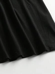 EARO 女士无袖黑色圆领短连衣裙，高弹面料，休闲风格 - 黑色 - 查看 5