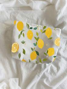 Bolsa de maquillaje con estampado de limón, bolsa de almacenamiento de artículos de tocador para viajes, adecuada para entusiastas de la belleza, hermanas, estudiantes, adultos, amigos, patrón aleatorio - Multicolor - Ver 10