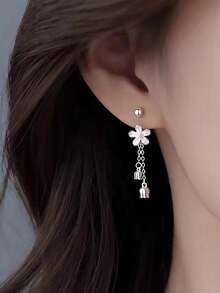 Pure Silver Lily Of The Valley Earrings, Nature Style Versatile Elegant Earrings For Travel, Casual Wear, Wedding - Multicolor - View 5