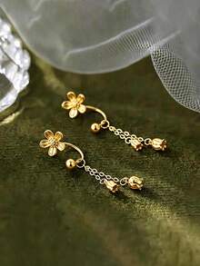 Pure Silver Lily Of The Valley Earrings, Nature Style Versatile Elegant Earrings For Travel, Casual Wear, Wedding - Multicolor - View 8