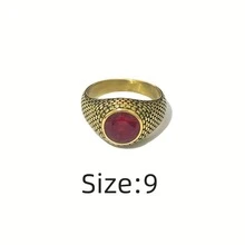 1枚复古风格金色锆石圆点男士戒指，316不锈钢材质，18K真空镀层，防水，防褪色，低过敏性，适合休闲、商务、晚宴等场合佩戴。 - 金色 - 查看 18