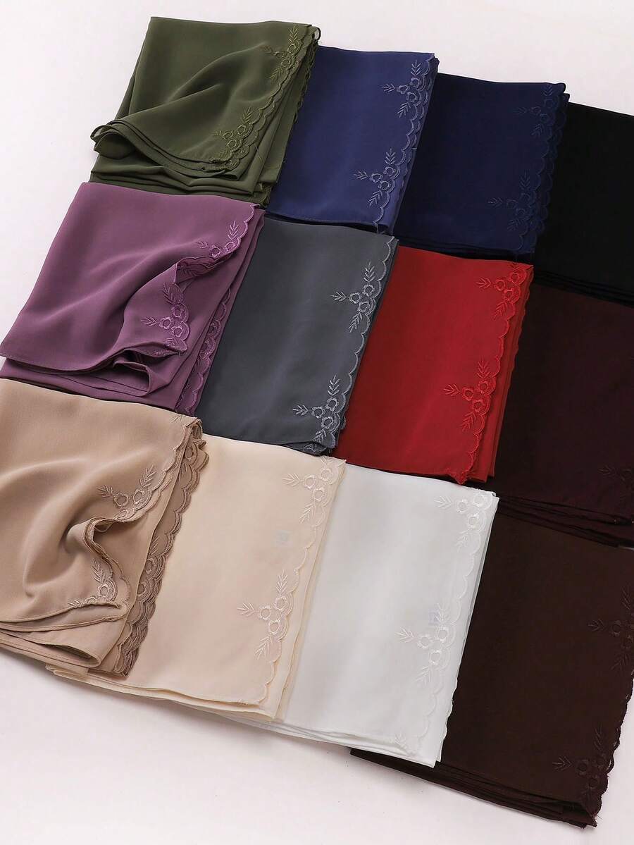 New Spring/Summer Embroidered Lace Modest Hijab, 3D Rose Embroidery Elegant Women Chiffon Hijab Scarf,Beach,Holiday